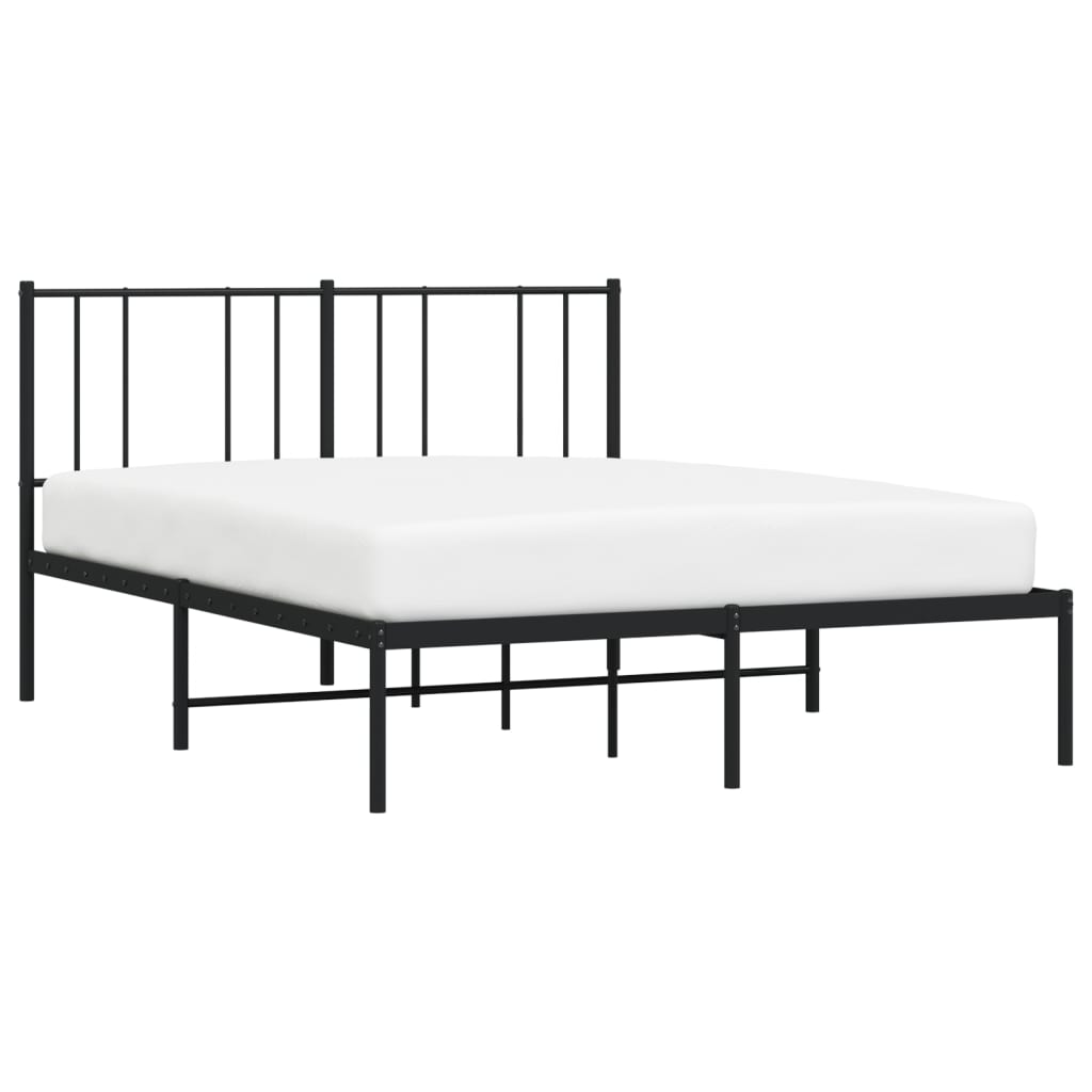 Black Metal Bed Frame with Headboard, 120x190cm - No Mattress