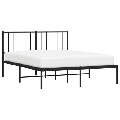 Black Metal Bed Frame with Headboard, 120x190cm - No Mattress