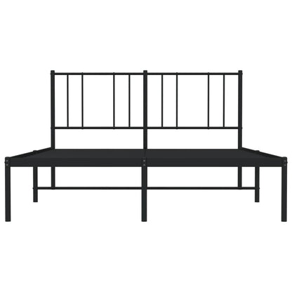 Black Metal Bed Frame with Headboard, 120x190cm - No Mattress