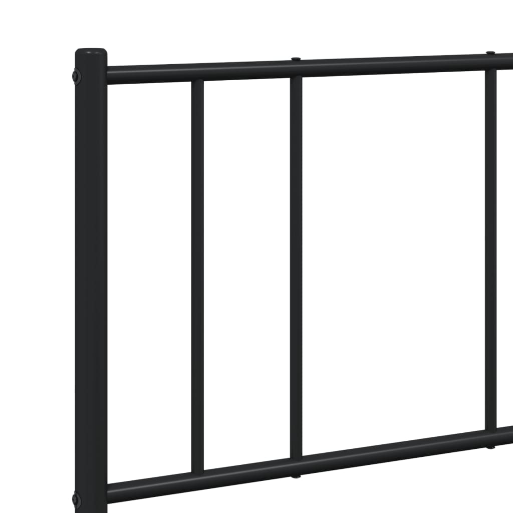Black Metal Bed Frame with Headboard, 120x190cm - No Mattress