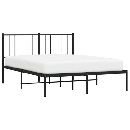 Sleek Black Metal Bed Frame with Headboard, 120x200cm - No Mattress