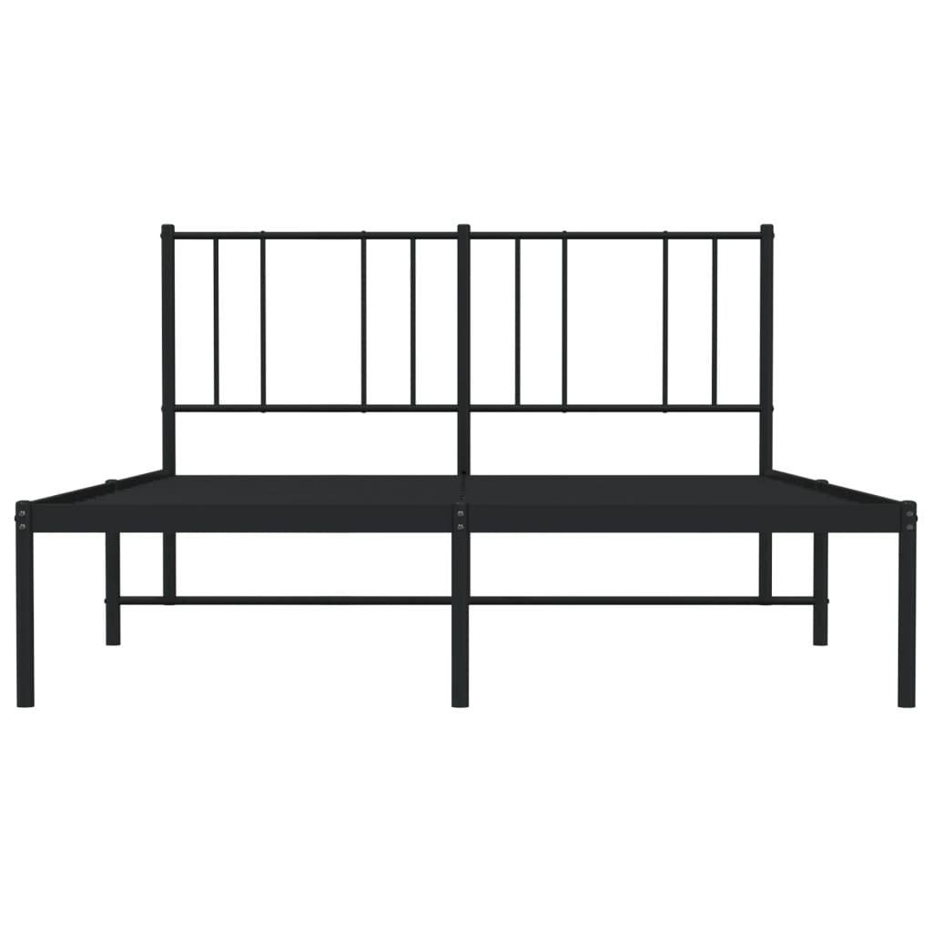 Sleek Black Metal Bed Frame with Headboard, 120x200cm - No Mattress