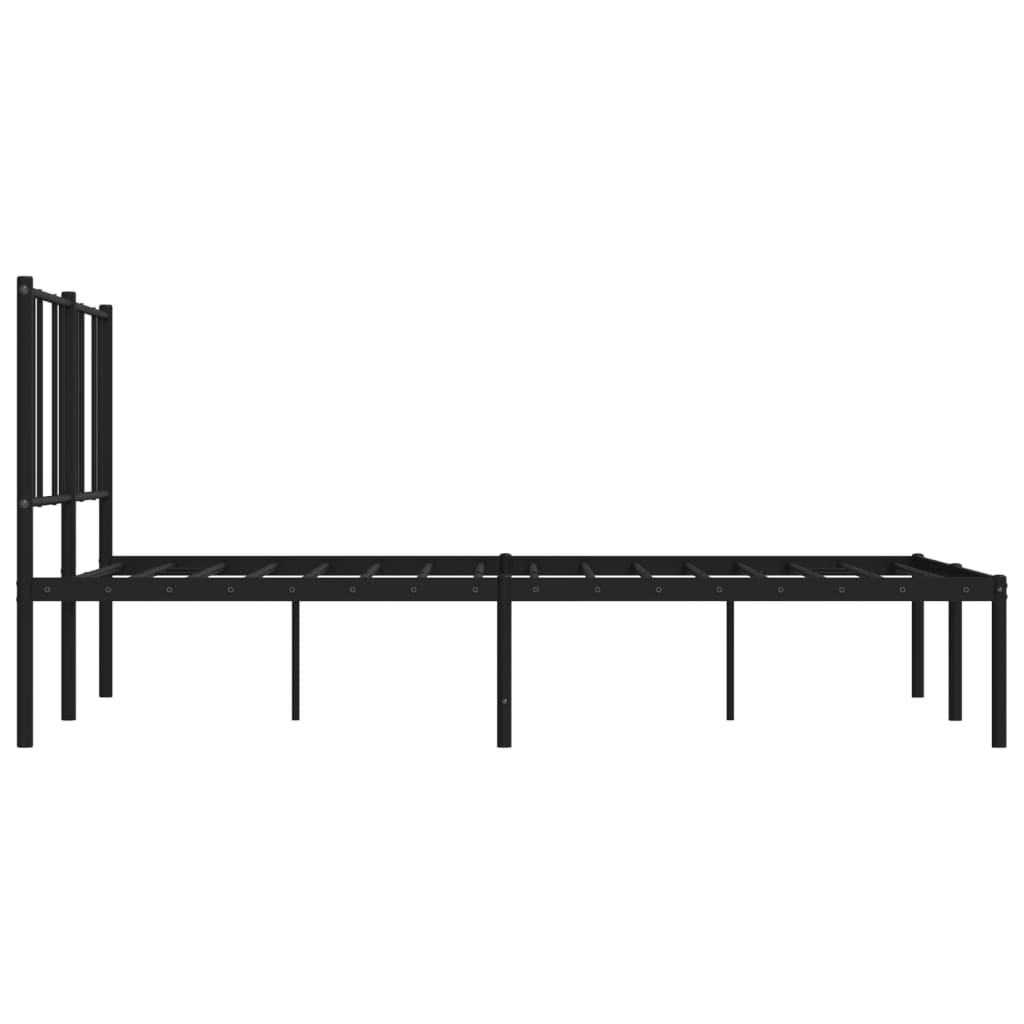 Sleek Black Metal Bed Frame with Headboard, 120x200cm - No Mattress