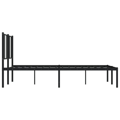 Sleek Black Metal Bed Frame with Headboard, 120x200cm - No Mattress