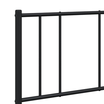 Sleek Black Metal Bed Frame with Headboard, 120x200cm - No Mattress