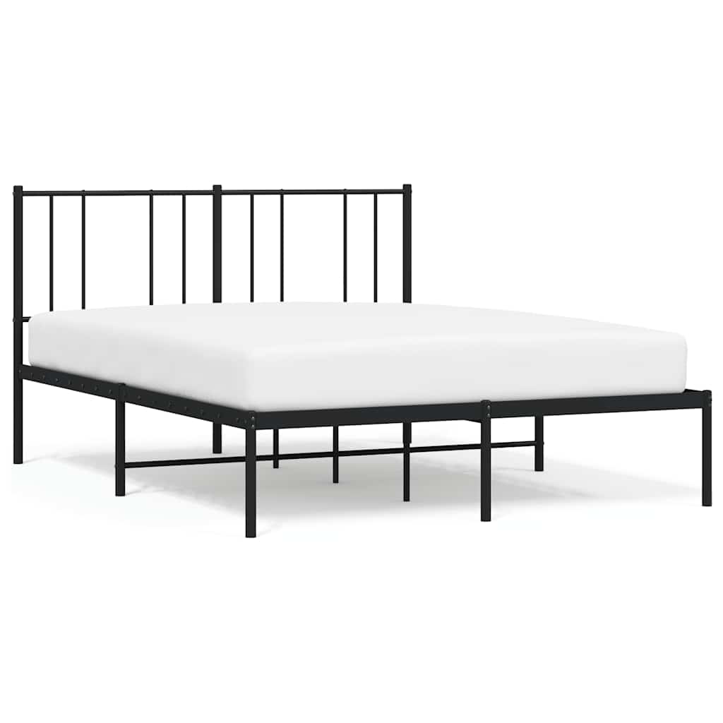 Black Metal Bed Frame w/ Headboard 135x190cm - No Mattress