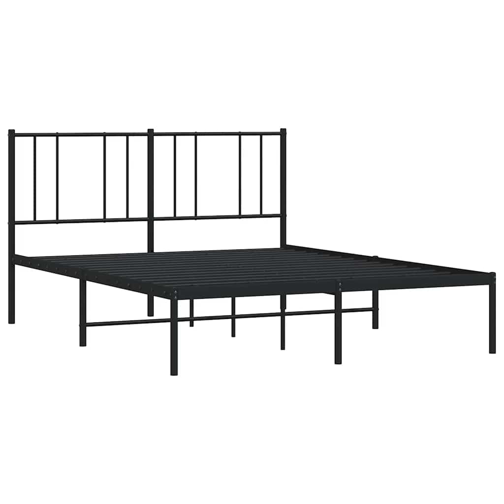 Black Metal Bed Frame w/ Headboard 135x190cm - No Mattress