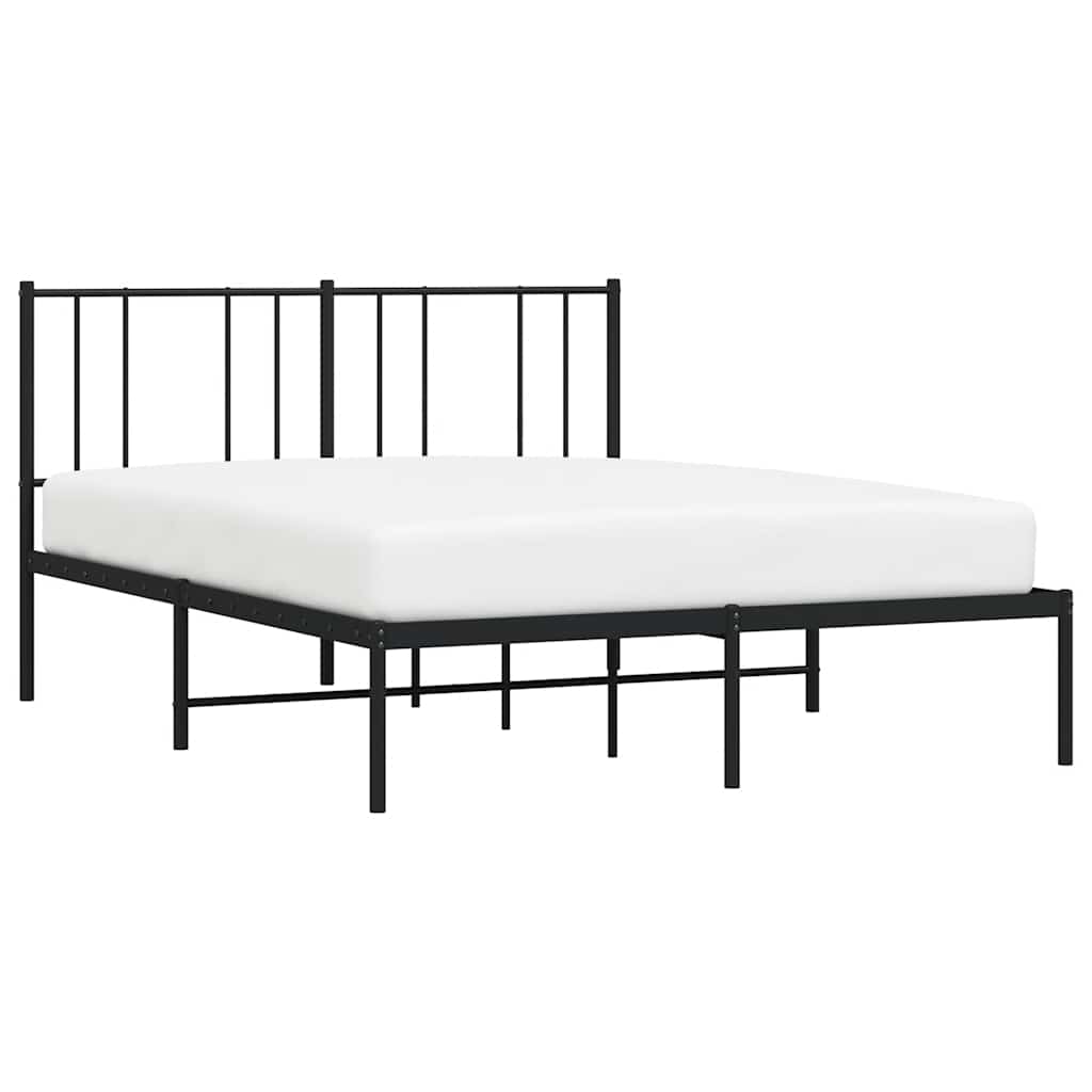 Black Metal Bed Frame w/ Headboard 135x190cm - No Mattress