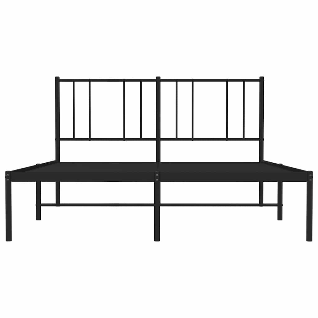 Black Metal Bed Frame w/ Headboard 135x190cm - No Mattress