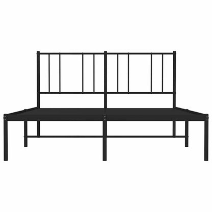 Black Metal Bed Frame w/ Headboard 135x190cm - No Mattress