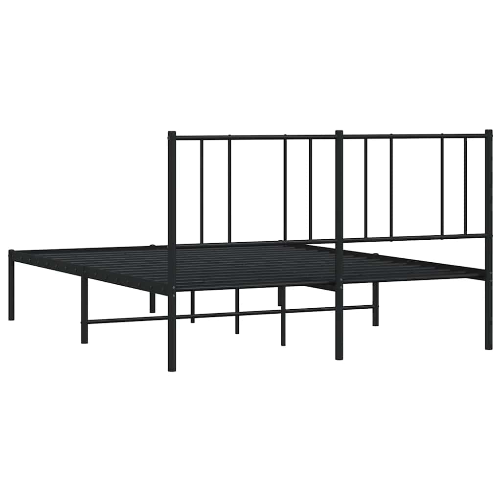 Black Metal Bed Frame w/ Headboard 135x190cm - No Mattress