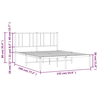 Black Metal Bed Frame w/ Headboard 135x190cm - No Mattress
