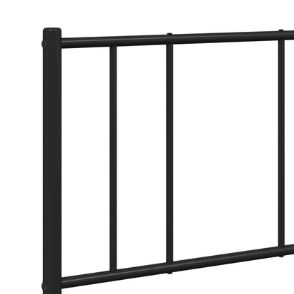 Black Metal Bed Frame with Headboard - 140x190cm Sturdy Design