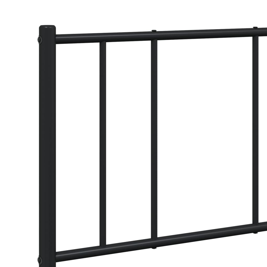 Sleek Black Metal Bed Frame with Headboard 140x200cm (No Mattress)