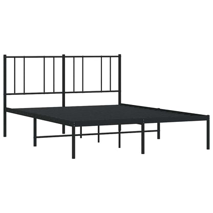 Stylish Black Metal Bed Frame with Headboard - 150x200cm
