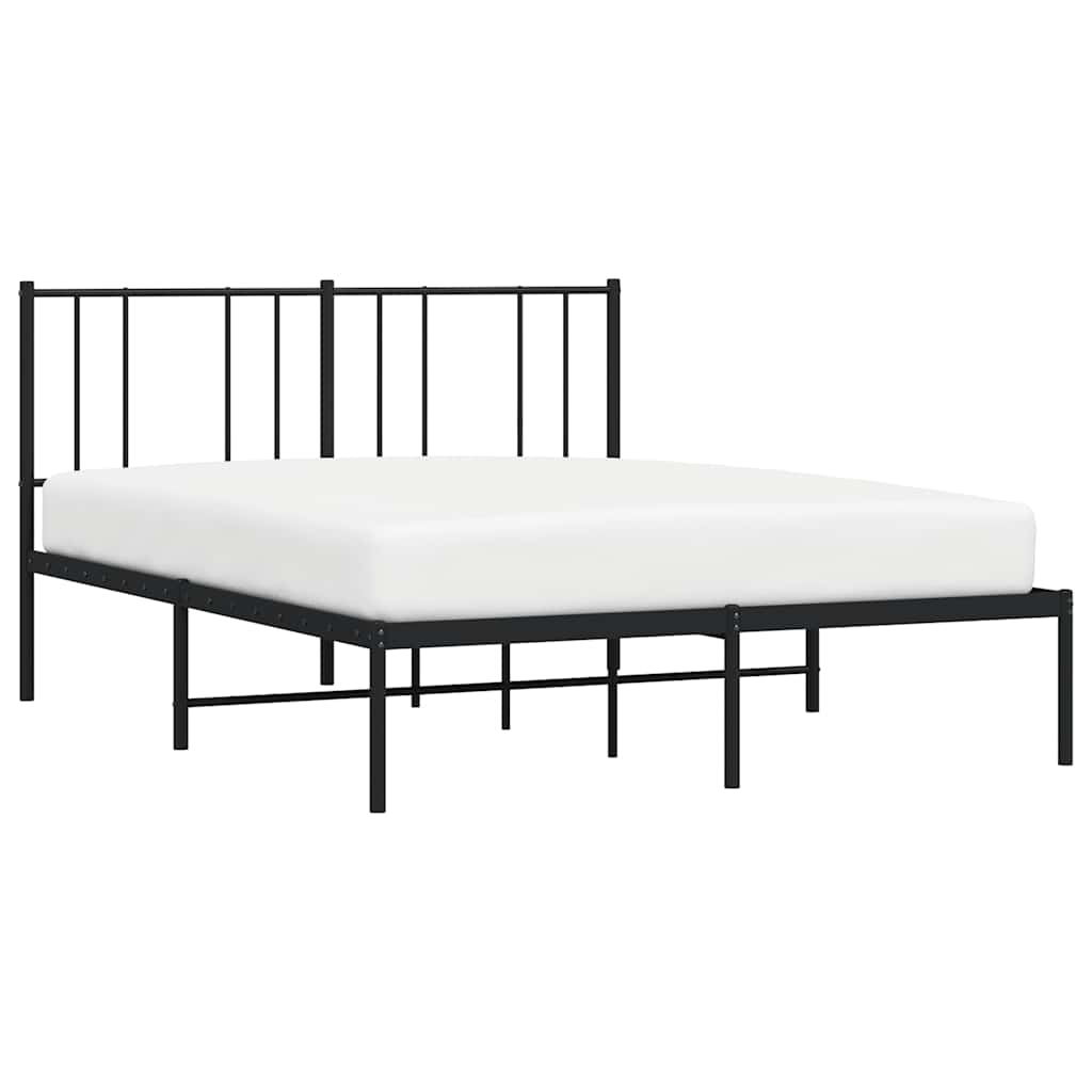 Stylish Black Metal Bed Frame with Headboard - 150x200cm
