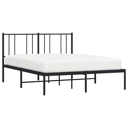 Stylish Black Metal Bed Frame with Headboard - 150x200cm