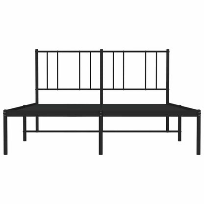 Stylish Black Metal Bed Frame with Headboard - 150x200cm