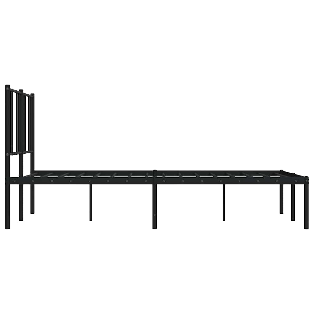 Stylish Black Metal Bed Frame with Headboard - 150x200cm