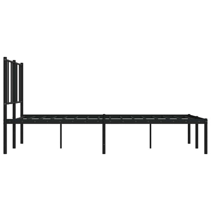 Stylish Black Metal Bed Frame with Headboard - 150x200cm