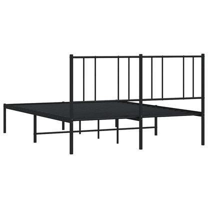 Stylish Black Metal Bed Frame with Headboard - 150x200cm