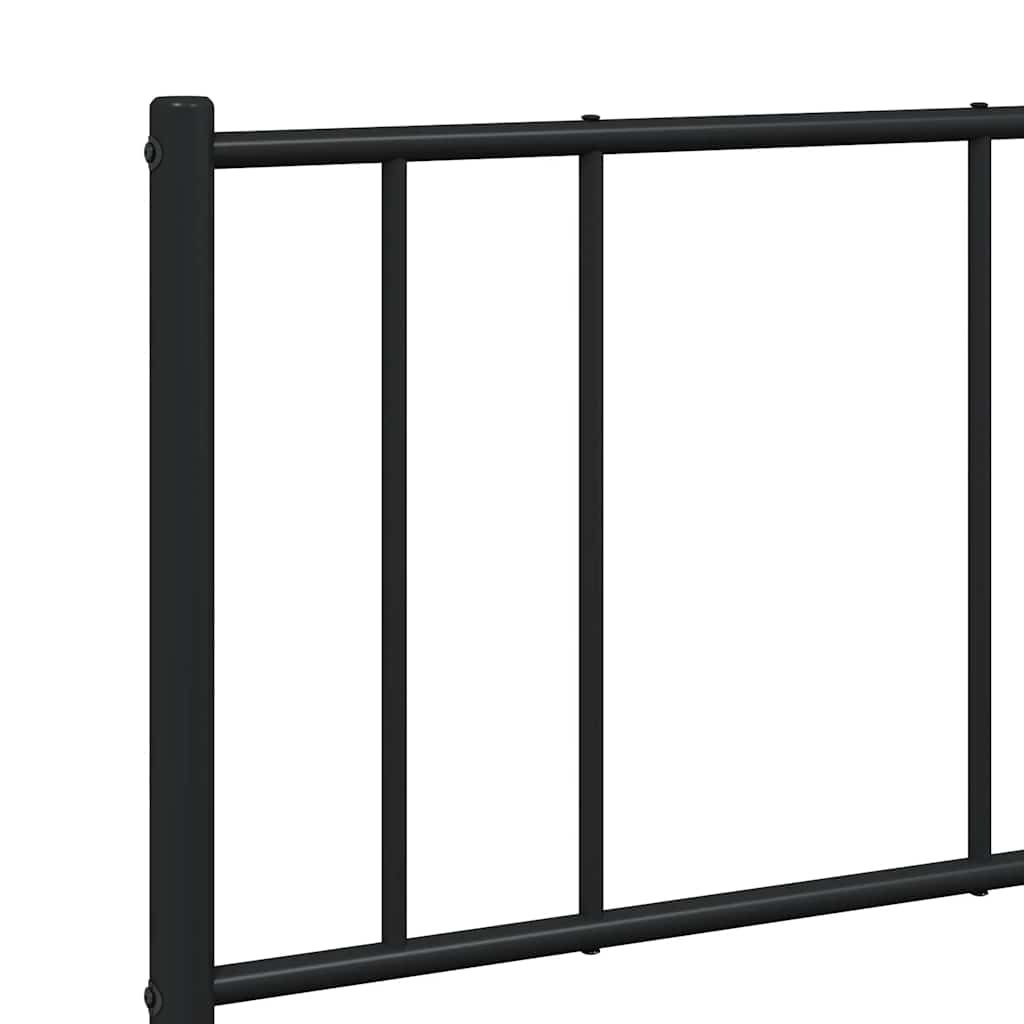 Stylish Black Metal Bed Frame with Headboard - 150x200cm