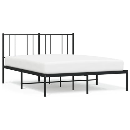 Sleek Black Metal Bed Frame 160x200cm with Headboard