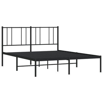 Sleek Black Metal Bed Frame 160x200cm with Headboard