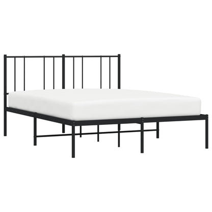 Sleek Black Metal Bed Frame 160x200cm with Headboard
