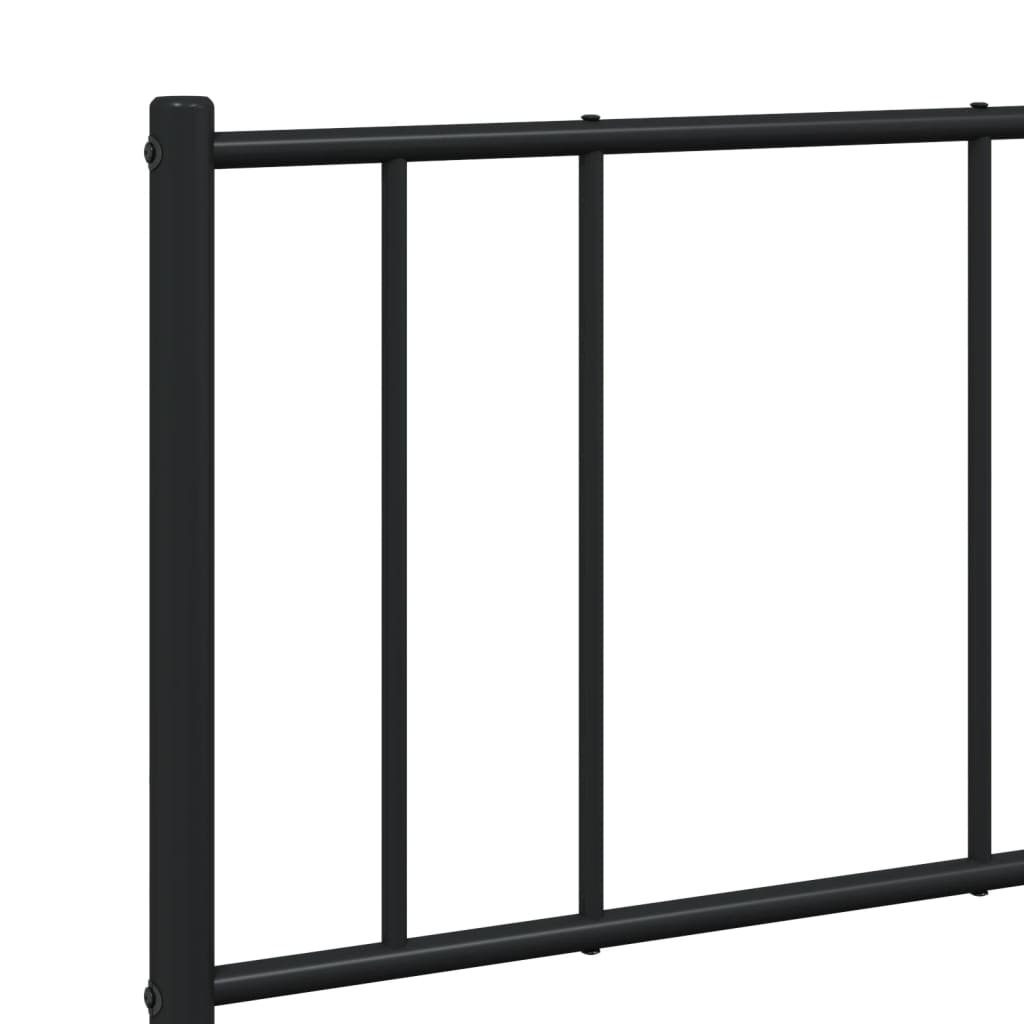 Sleek Black Metal Bed Frame 160x200cm with Headboard