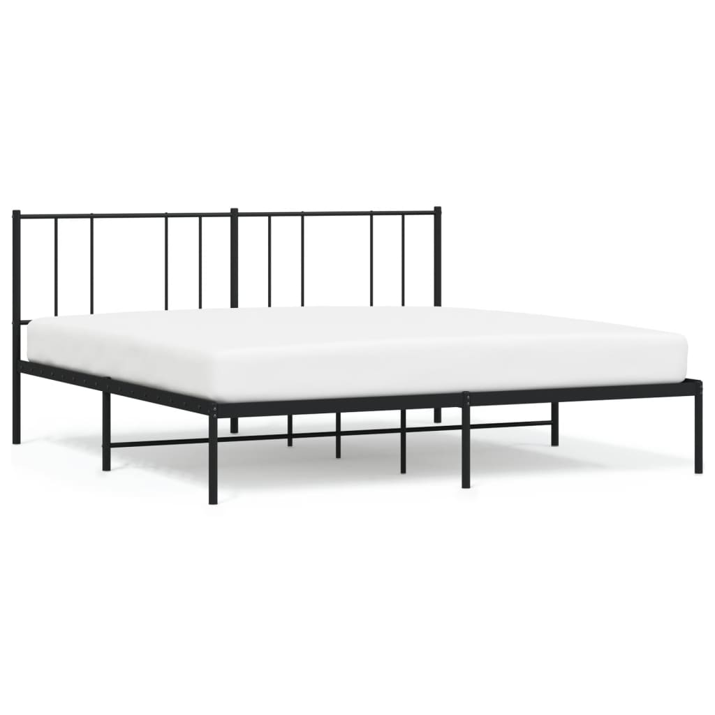 Black Metal Bed Frame with Headboard 180x200cm - No Mattress