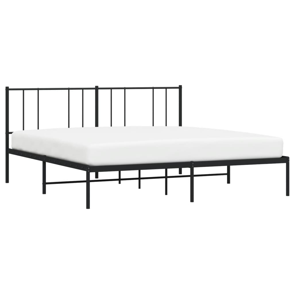 Black Metal Bed Frame with Headboard 180x200cm - No Mattress