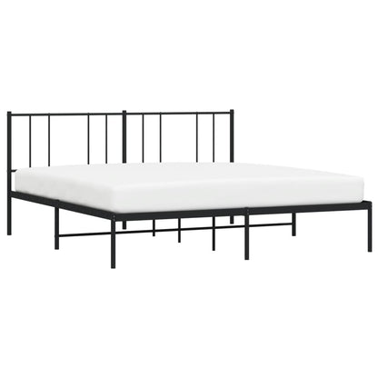 Black Metal Bed Frame with Headboard 180x200cm - No Mattress