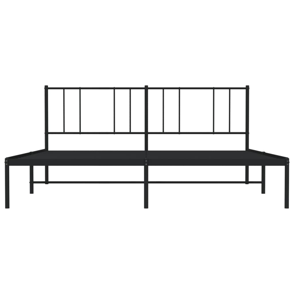Black Metal Bed Frame with Headboard 180x200cm - No Mattress