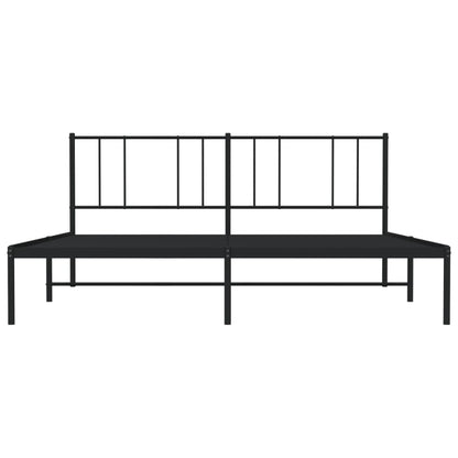 Black Metal Bed Frame with Headboard 180x200cm - No Mattress