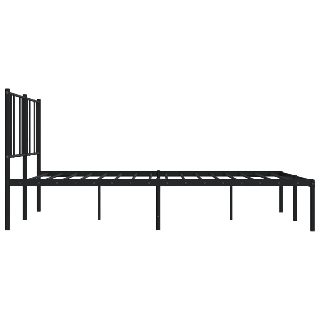 Black Metal Bed Frame with Headboard 180x200cm - No Mattress
