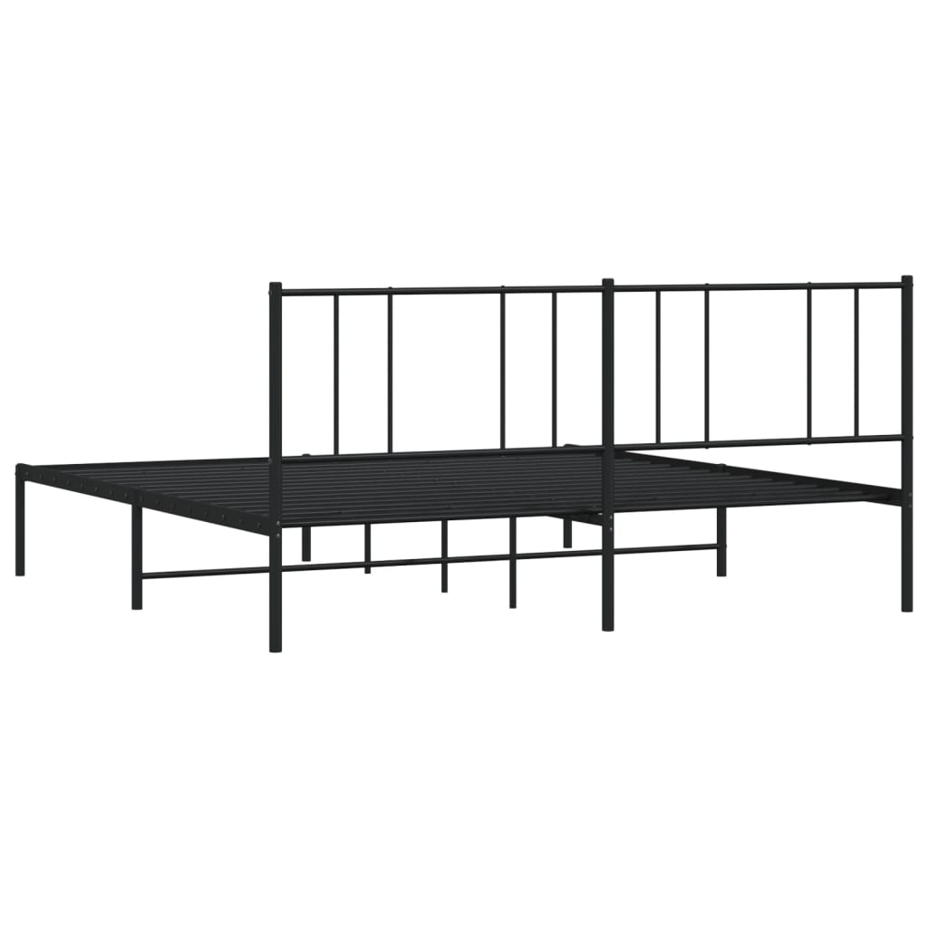Black Metal Bed Frame with Headboard 180x200cm - No Mattress
