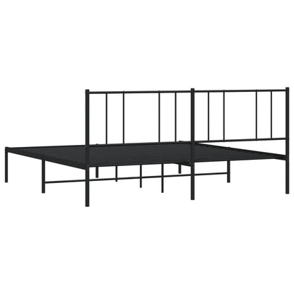 Black Metal Bed Frame with Headboard 180x200cm - No Mattress