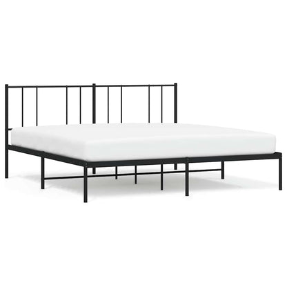 Black Metal Bed Frame with Headboard, No Mattress, 183x213cm