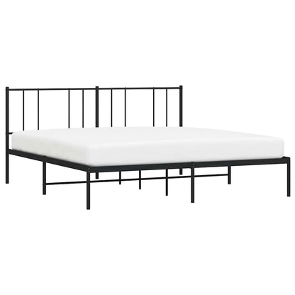 Black Metal Bed Frame with Headboard, No Mattress, 183x213cm