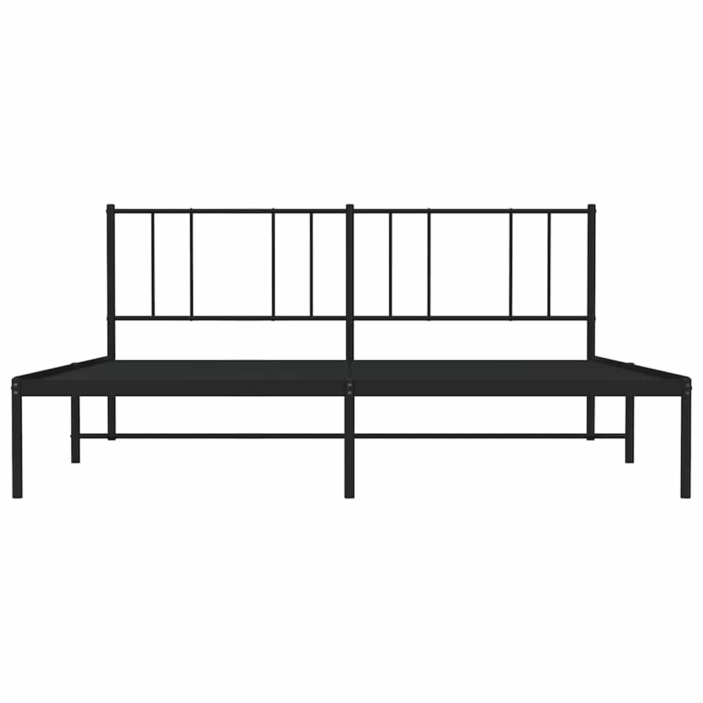 Black Metal Bed Frame with Headboard, No Mattress, 183x213cm