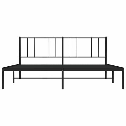 Black Metal Bed Frame with Headboard, No Mattress, 183x213cm