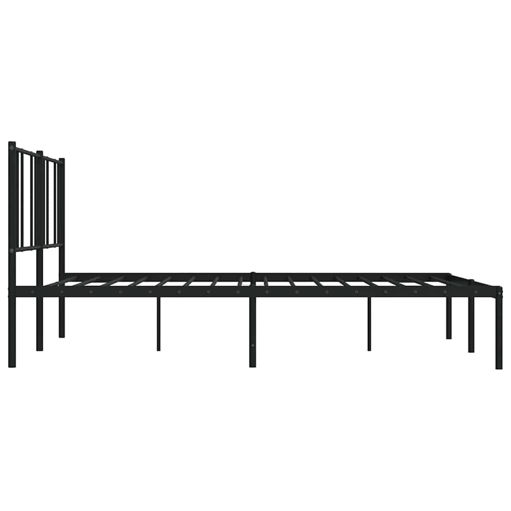 Black Metal Bed Frame with Headboard, No Mattress, 183x213cm