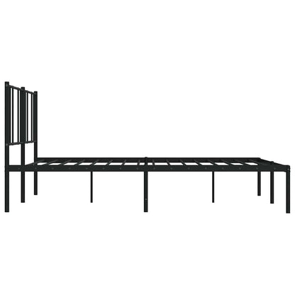 Black Metal Bed Frame with Headboard, No Mattress, 183x213cm