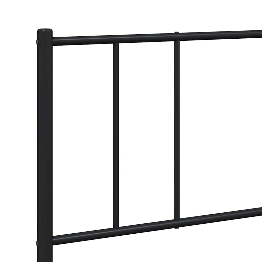 Black Metal Bed Frame with Headboard, No Mattress, 183x213cm