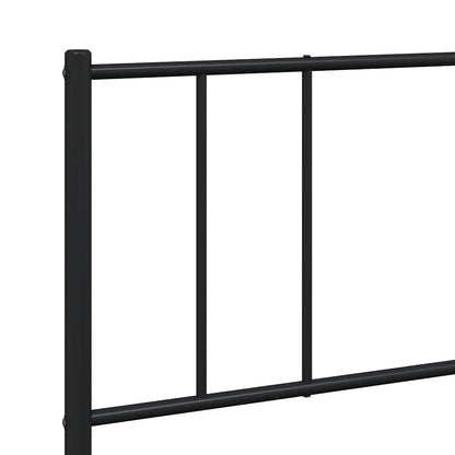 Black Metal Bed Frame with Headboard, No Mattress, 183x213cm