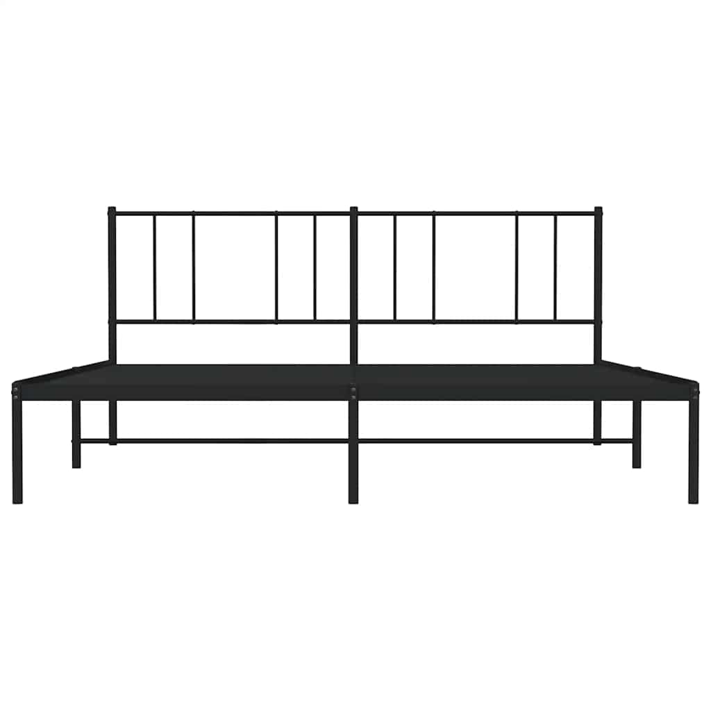 Sturdy Black Metal Bed Frame with Headboard - 193x203cm