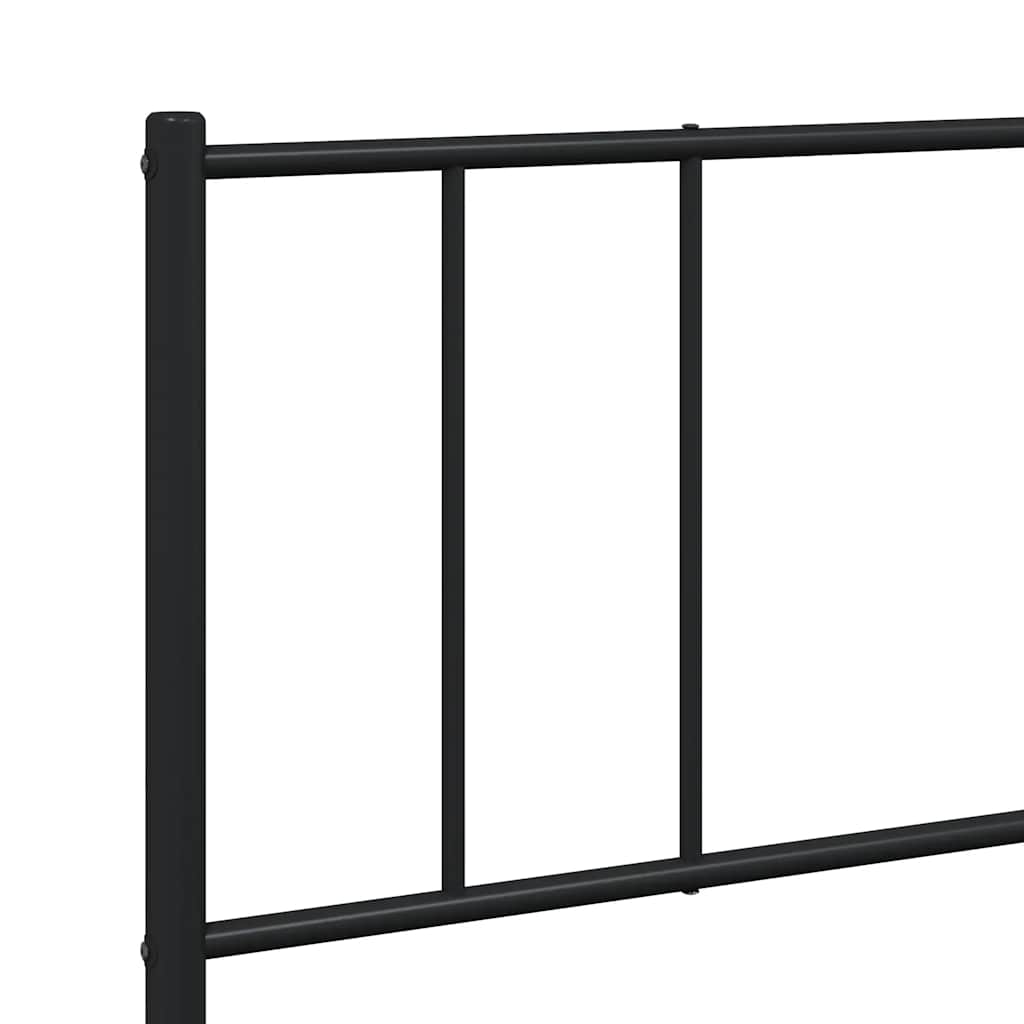 Sturdy Black Metal Bed Frame with Headboard - 193x203cm