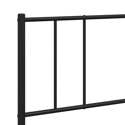 Sturdy Black Metal Bed Frame with Headboard - 193x203cm