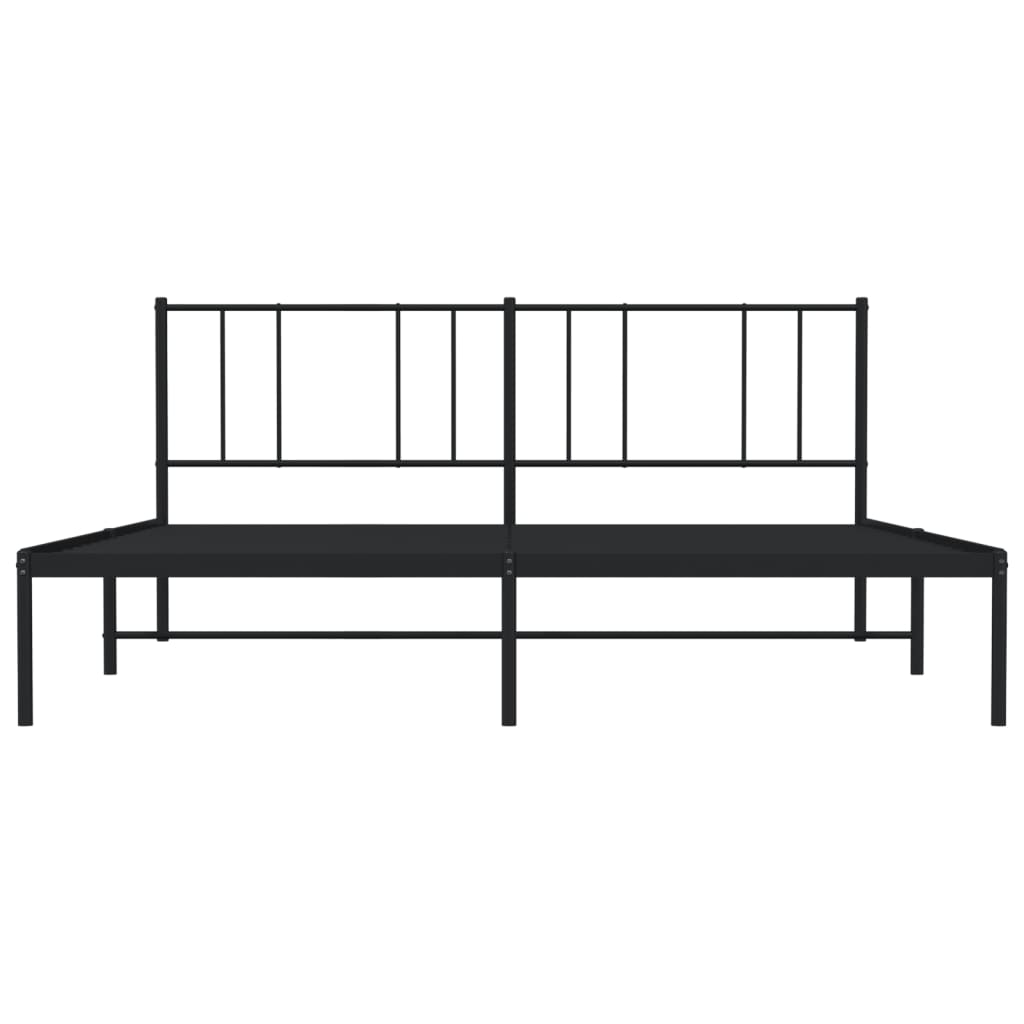 Black Metal Bed Frame with Headboard, No Mattress, 200x200cm